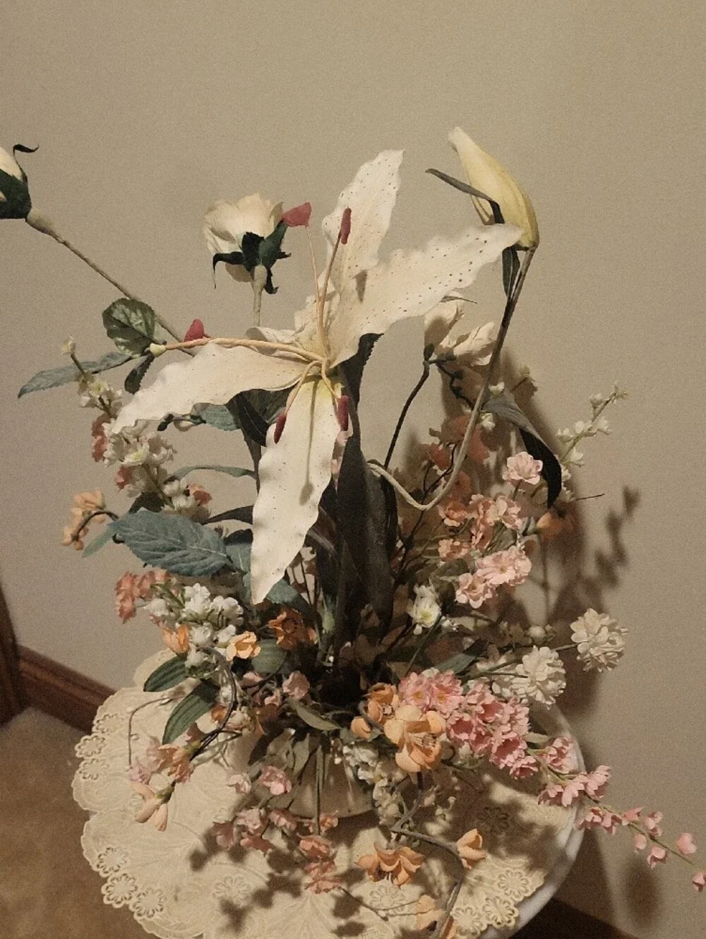 Artificial Floral Arrangement - Cream and Pink Home Accent